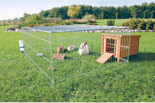 Trixie Freilaufgehege Natura mit Abdeckung, Farbe: Silber, B/T/H: 144 x 58 x 116 cm