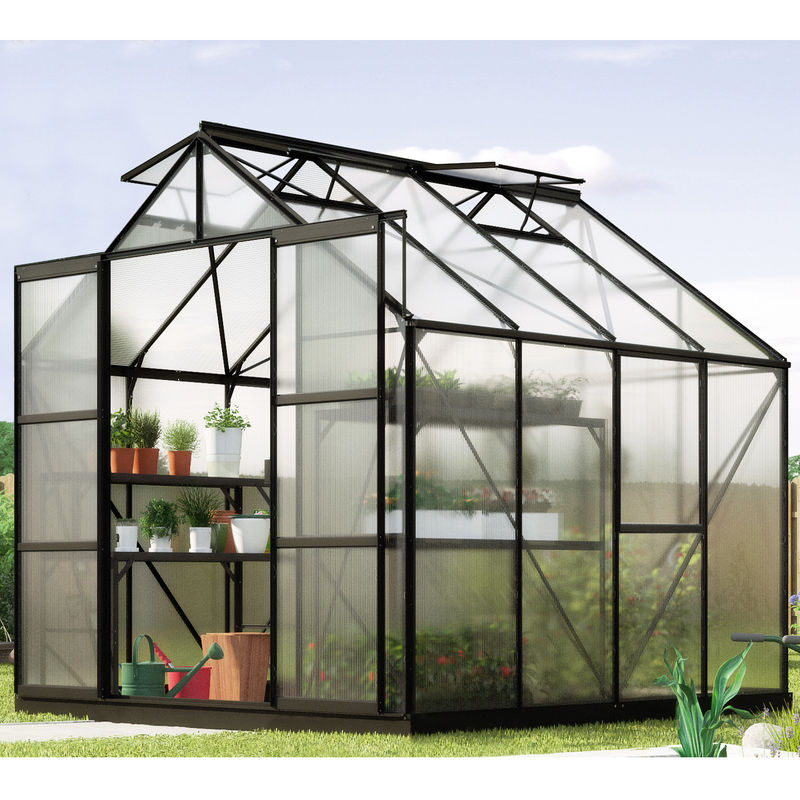 Vitavia Gewächshaus Jupiter 6700 in Schwarz mit 6,7 m² Fläche und 6 mm Polycarbonat-Platten - Bild 3