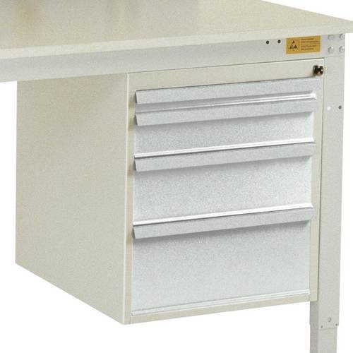 Manuflex LZ4764.7035 ESD-Gehäuse-Unterbau in Grau und Weiß mit 4 Schubfächern, Nutzhöhe: 50 cm, für Tischtiefe: 120 cm - Bild 1