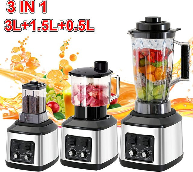 TKKEACE 3-in-1-Elektromixer Küchenmaschine mit 9500 W Leistung, multifunktionaler Smoothie-Maker und Entsafter, inklusive Behälter für 3 l, 1,5 l und 0,5 l - Bild 1