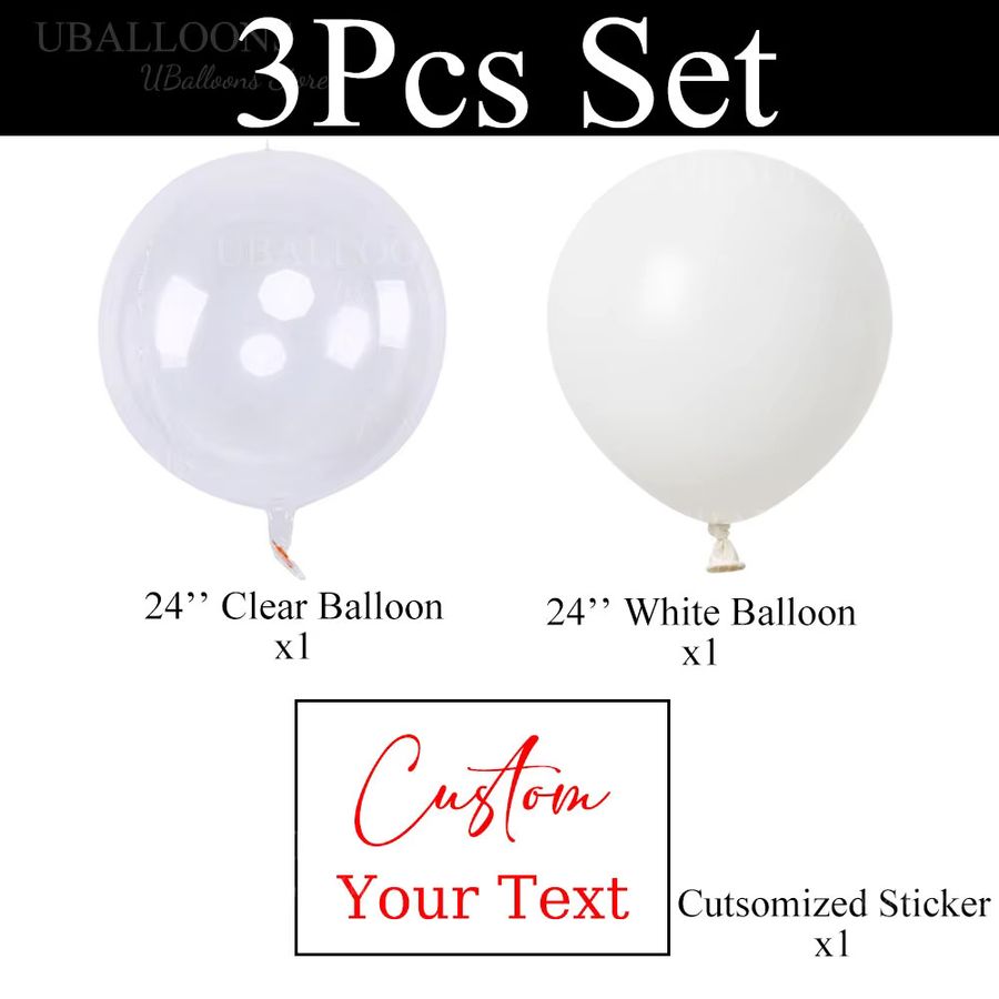 3er-Set MicroPlush Personalisierte Klare Ballons in Weiß für Geburtstag, Baby Shower oder Hochzeit - Bild 2