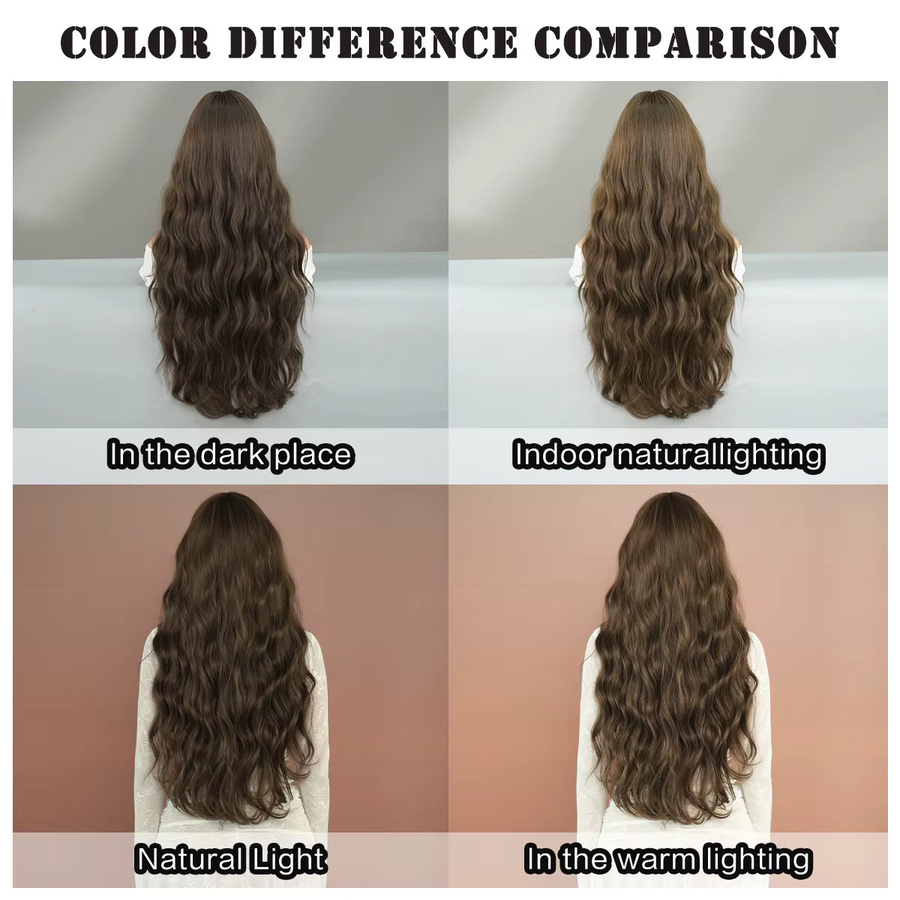 7JHH WIGS Perücke, Lange Wasserwellen, Kühles Braun, Damen - Bild 4