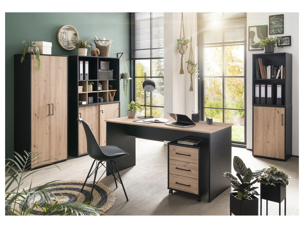 Schildmeyer Aktenschrank Aino Midischrank in Schwarzmatt und Artisan Eiche, B/H/T: 51 x 83,6 x 41 cm - Bild 2