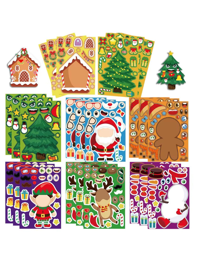 8er Set Weihnachtsmann und Weihnachtsbaum Aufkleber mit Gesichtern in Multicolour für Helm, Fahrrad und Schreibwaren von BulingBulingStickers Shop - Bild 6