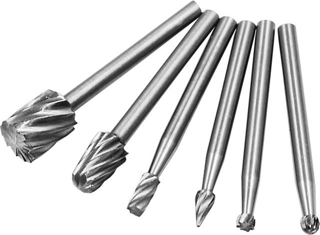 6er Set Mini Bohrer und Fräser mit 3,1 mm Schaft für Holz, Metall und Carving in Silber - Bild 1