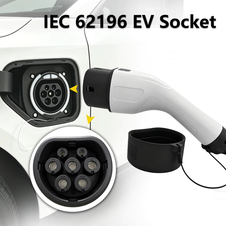 SUSUTOO Typ 2 EV-Eingangssteckdose Schwarz, 16A-32A 1P 3-Phasen IEC 62196-2 Versiegelter Ladeanschluss Ersatzadapter für Elektrofahrzeuge - Bild 2