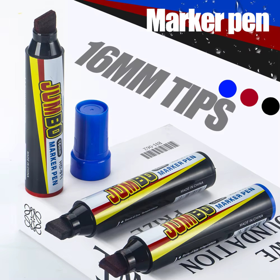 Farbmarker Set mit 3-16 mm Stiftspitzen in Schwarz, Rot und Blau, wasserfeste und schnell trocknende Permanentmarker für Büro und Schule - Bild 6