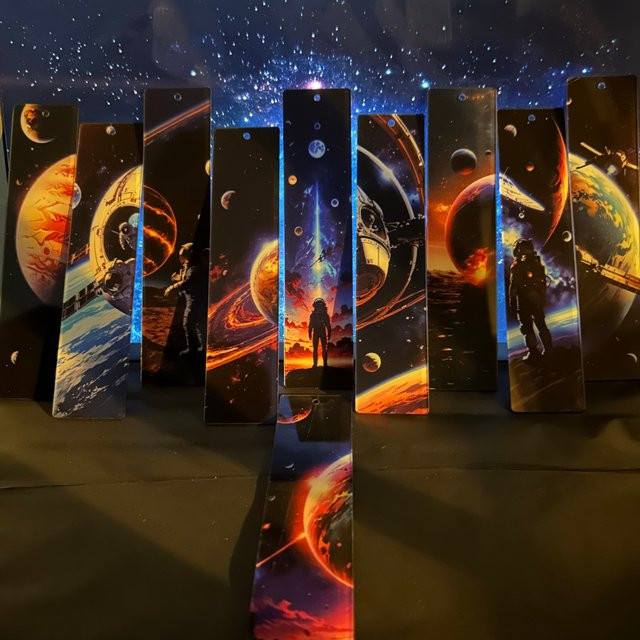 10 Stück Acryl-Lesezeichen mit Astronauten- und Planetenmuster in Multicolour für Studenten und Bürobedarf - Bild 1