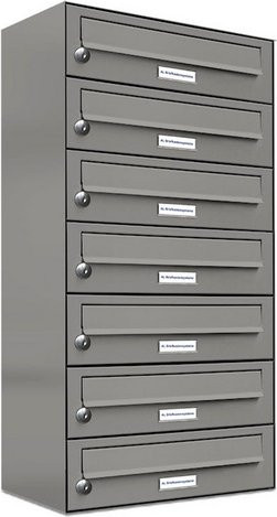 AL Briefkasten für 7 Parteien, Aufputzmontage, grau, B/H/T: 38,5 x 80,5 x 27,5 cm - Bild 1