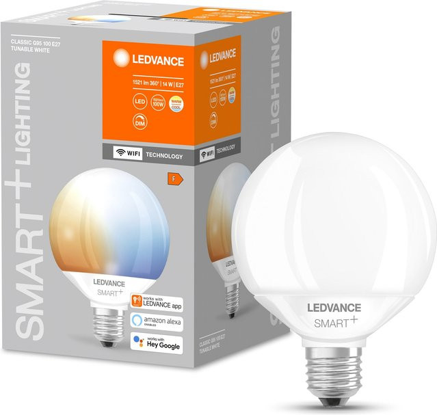 LEDVANCE SMART+ WIFI Globe Tunable White LED-Lampe, E27, 14 W, 1521 lm, dimmbar, weißes mattes Glas - Bild 1