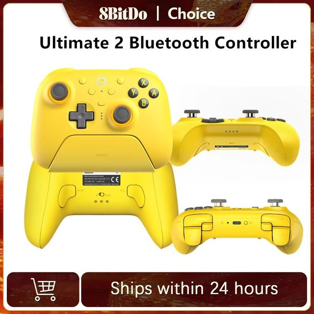8BitDo Ultimate 2 Bluetooth-Controller in Gelb für Nintendo Switch und PC mit TMR-Joystick - Bild 1