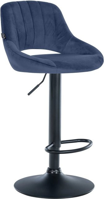 DELUKE Barhocker SEGAD mit Lehne aus Samt in Blau und Metall in Schwarz, B/T/H: 47 x 48 x 85 cm - Bild 1