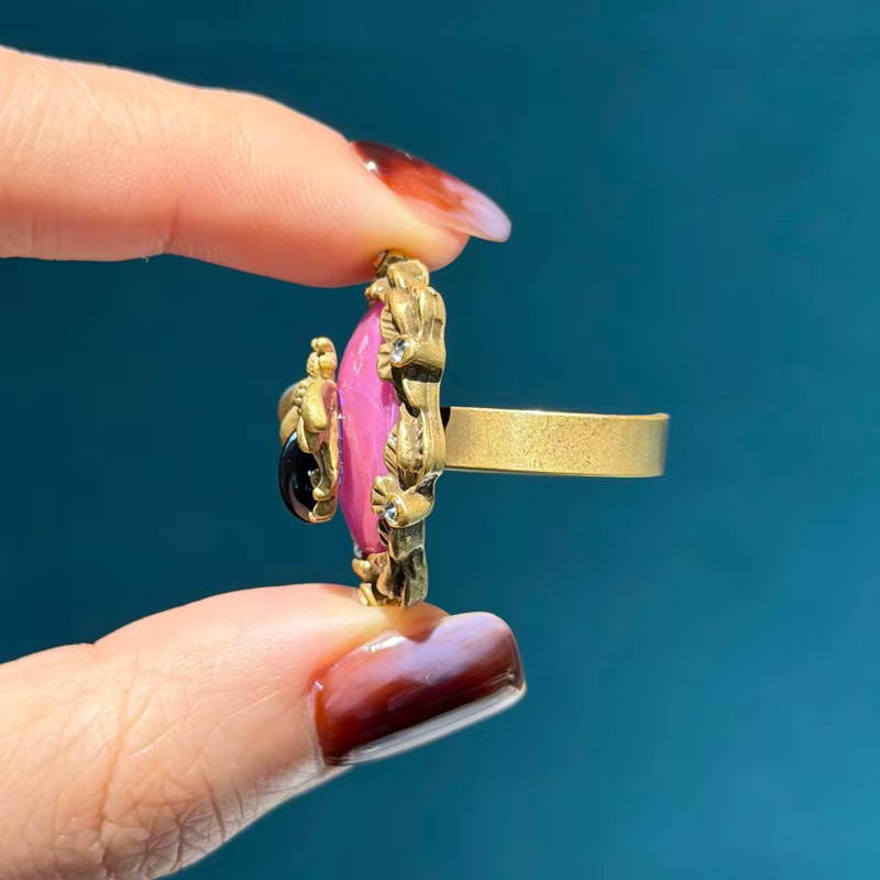 Icareu Ring, Bienen-Opal-Design, Messing, Gold, Kristall, Damen - Bild 5