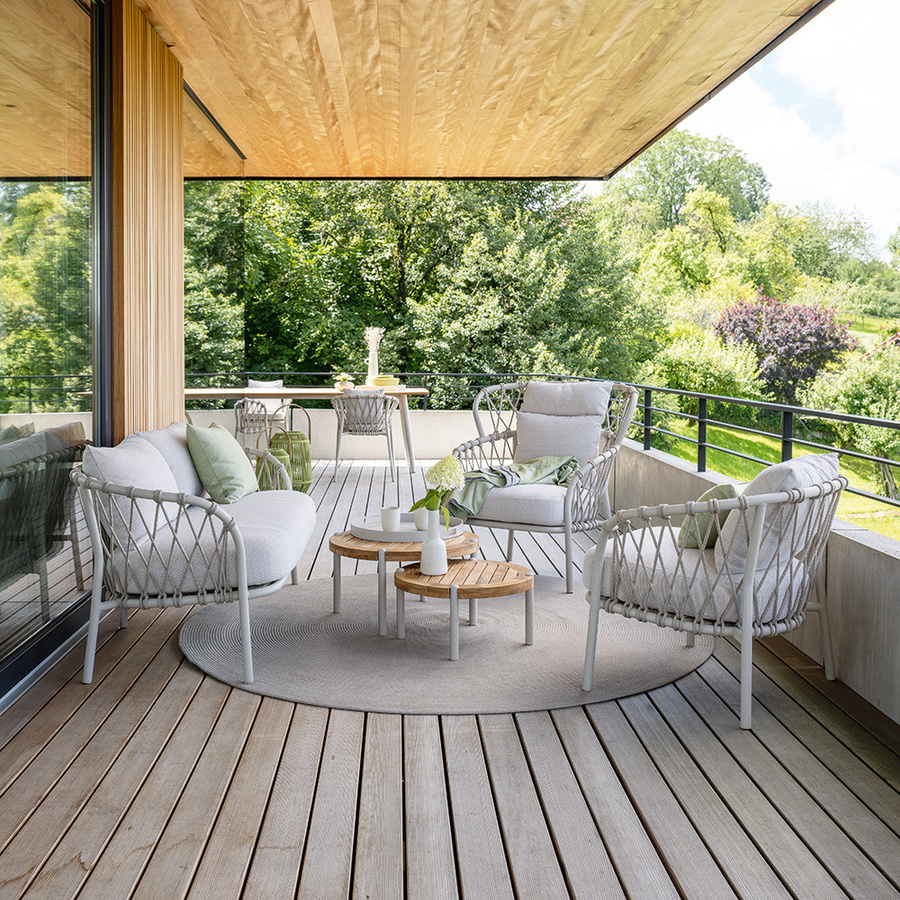 Stern Sessel Klea Aluminium in Greige mit Kordel und passendem Kissenset in Vanilla - Bild 2