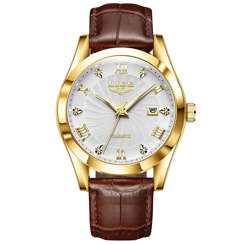 LIGE Armbanduhr Quarz, Gold, Leder, Damen - Bild 6
