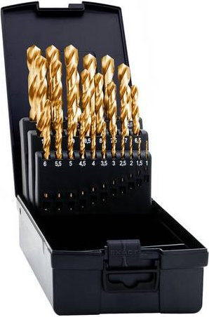 Exact 25-teiliges HSS Metall-Spiralbohrer-Set mit TiN-Beschichtung in Gold, DIN 338 Zylinderschaft - Bild 1