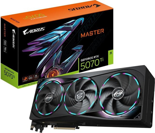 Gigabyte AORUS GeForce RTX 5070 Ti MASTER 16G OC Gaming Grafikkarte, 16GB GDDR7, PCI-E 5.0, Schwarz - Bild 1