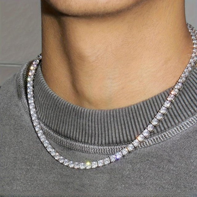 Halskette Kubanische Kette, Zirkonia, Damen, 71 cm - Bild 1