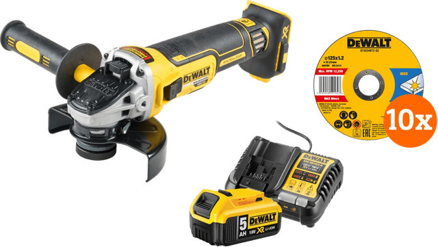 DeWalt DCG405NT-XJ Akku-Winkelschleifer Komplettpaket in Gelb mit 5,0-Ah-Akku - Bild 1