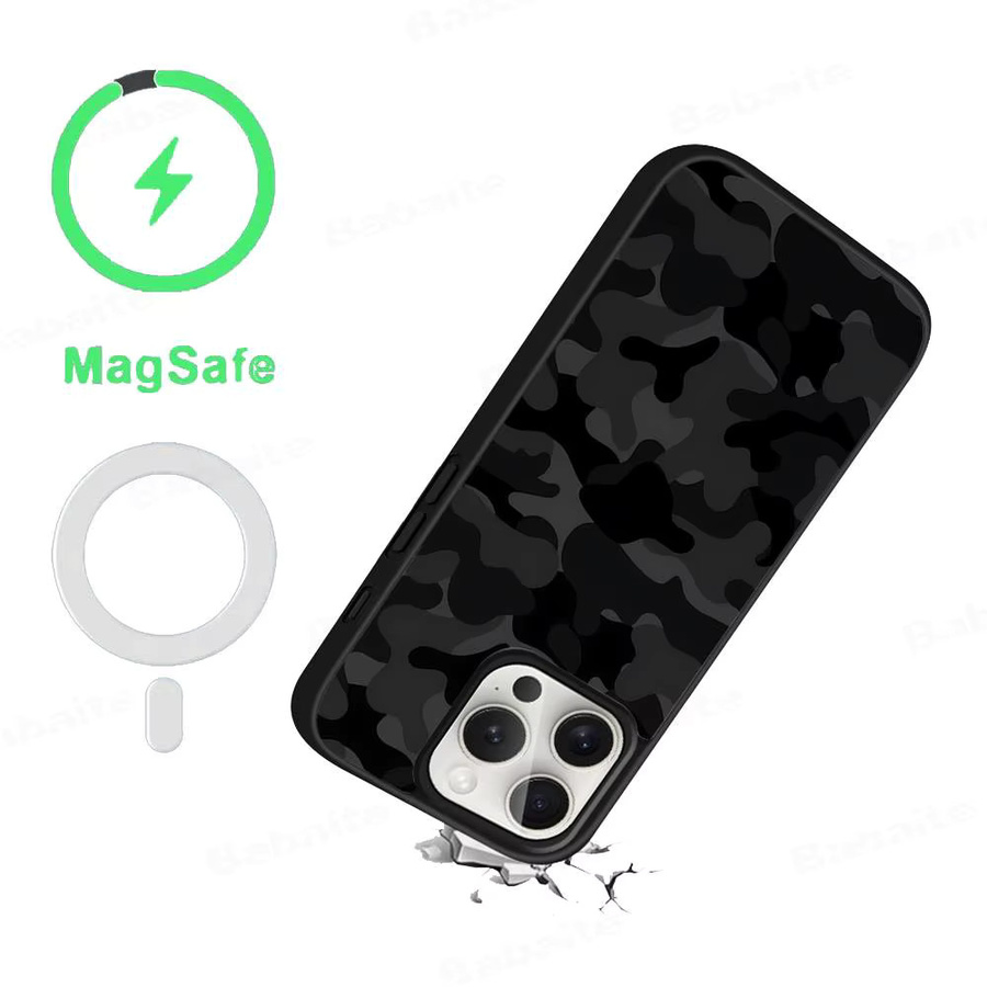 MagSafe Magnetische Handyhülle im Camo Militär Armee Design für Apple iPhone 11 12 13 14 15 16 17 Pro Max Plus aus PC und TPU, Multicolour - Bild 3