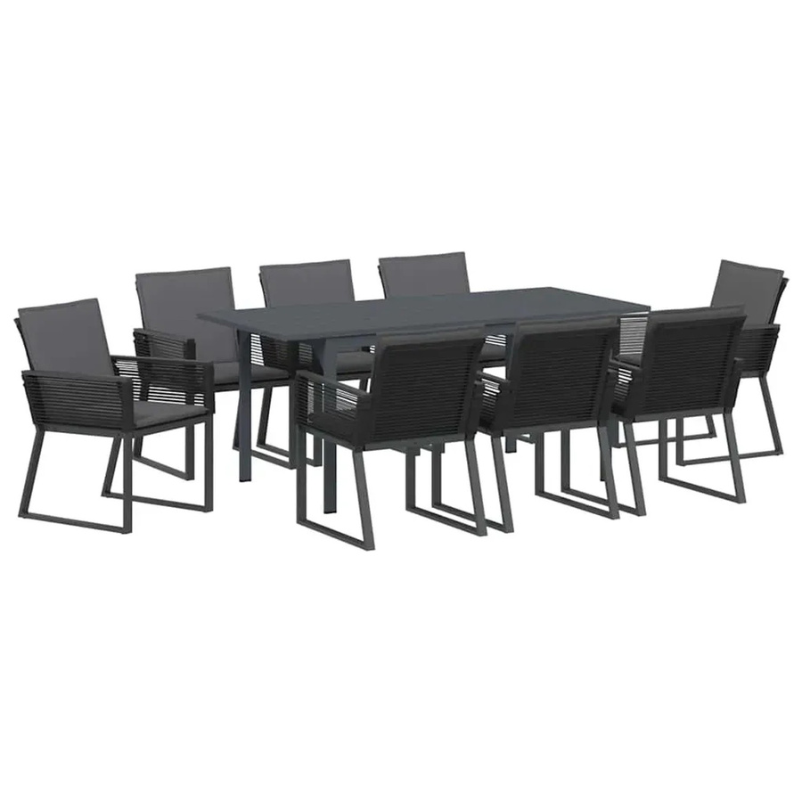 vidaXL Garten Essgruppe 9-teilig aus Stahl und Poly-Rattan in Anthrazit - Bild 2