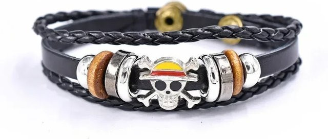 Bandai Lederarmband, Schwarz, Luffy One Piece Cosplay - Bild 1