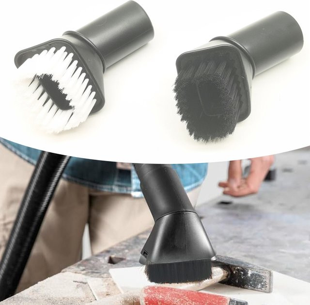 LEENKEA 1-teiliges Saugbürsten-Set für Karcher WD 2 WD 3 WD 4 WD 5 in Schwarz und Weiß mit weichen und harten Borsten sowie 32–35 mm Adapter für die Autoreinigung - Bild 1