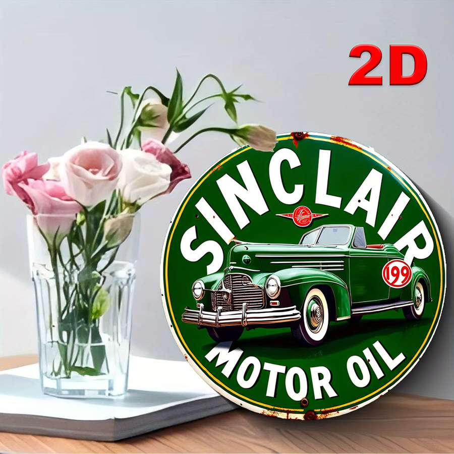 Sinclair Motor Oil Vintage Metall-Blechschild, rundes Aluminium-Wanddekor in Multicolour, Durchmesser: 20 cm - Bild 4