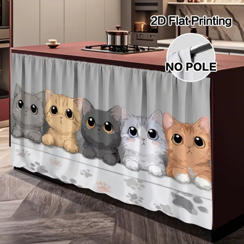 VIKAMA Vorhänge für Schrankdekoration mit Cartoon-Katzenmotiven, Mehrfarbig - Bild 4