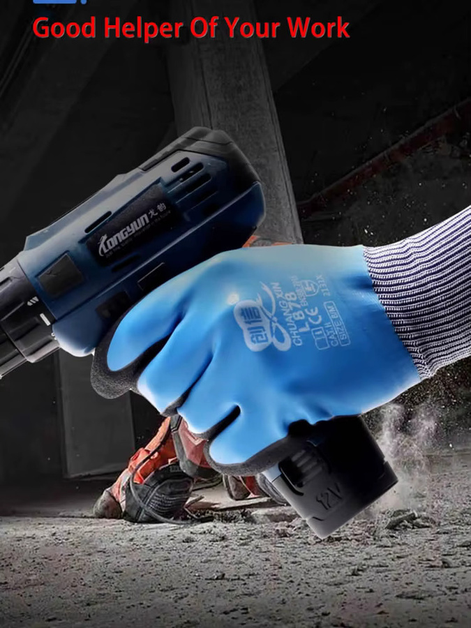 ELESESAFE Super Grip Arbeitshandschuhe mit Latexbeschichtung in Lila, rutschfest und wasserdicht - Bild 5