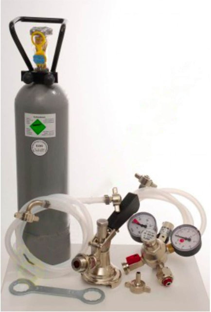 ich-zapfe Zubehörpaket für Kontakt 2-leitig mit Köpi Zapfkopf, Flach Zapfkopf und 2 kg Co2 Flasche in Grau - Bild 1