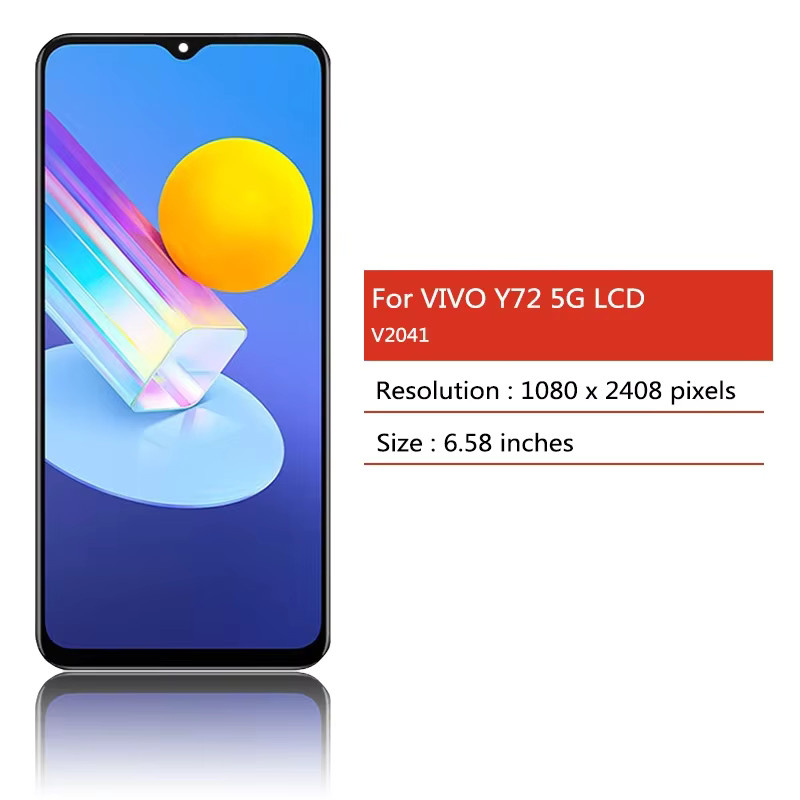 Vivo Y72 5G LCD Display mit Rahmen und Touchscreen-Digitizer Einheit in Schwarz, 6,58 Zoll - Bild 2