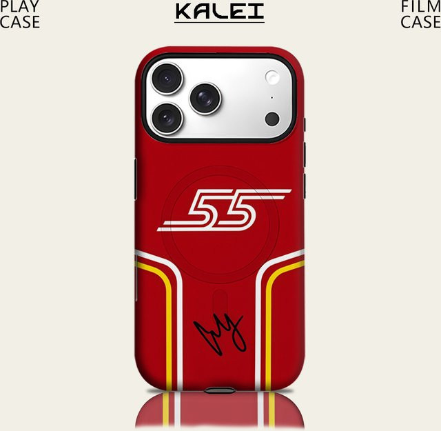 Robuste C-Carlos S-Sainz Handyhülle für iPhone 17 16 15 14 13 Pro Max Plus mit Magnetfunktion und doppelschichtigem Schutz in Rot - Bild 1