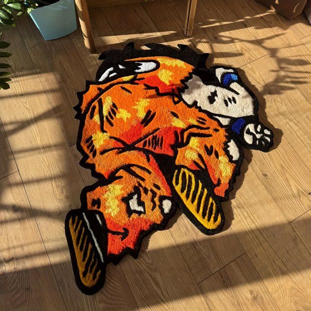 VIKAMA Anime-Charakter-Cartoon-Teppich in Orange-Gelb für das Kinderzimmer und Spielzimmer - Bild 1