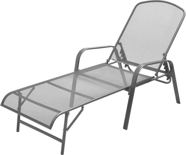 vidaXL Sonnenliege aus Stahl in Anthrazit mit Textilene-Gitterdesign im Industrie-Stil, B/T/H: 154 x 103 x 66 cm - Bild 1
