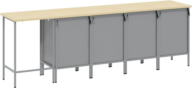 5-teiliges Yiwydaa Werkbankschrank-Set aus Stahl und Holz in Schwarz und Grau mit Schubladen - Bild 1