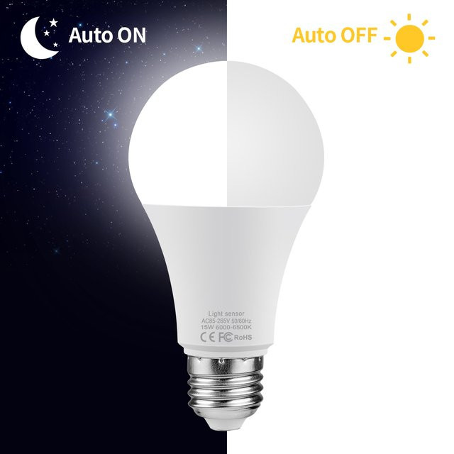 MALITAI 15W E27 LED Glühbirne mit Lichtsensor in Weiß für Dämmerung und Morgendämmerung - Bild 1