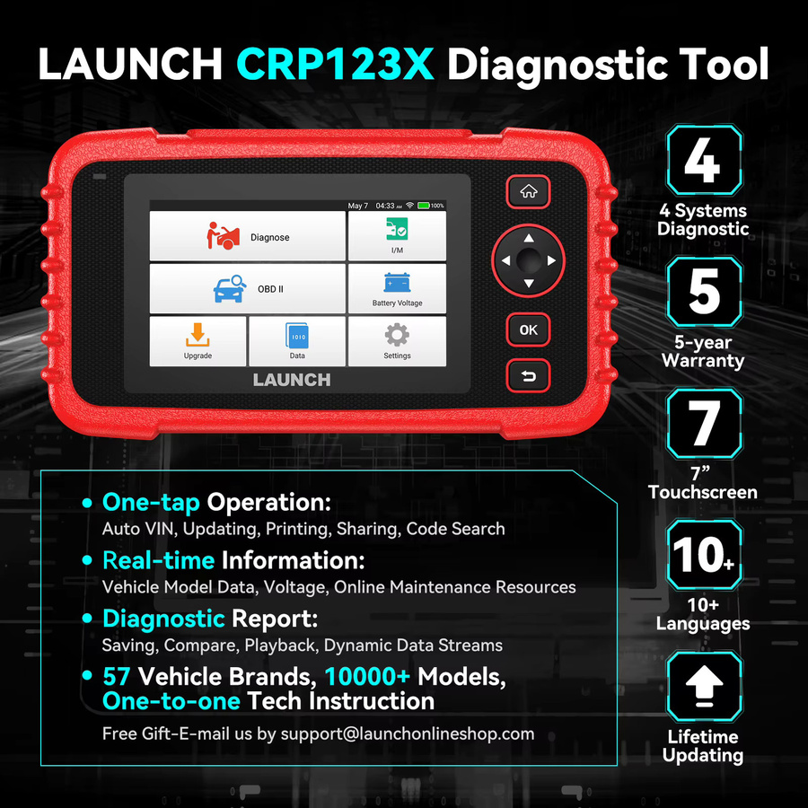 LAUNCH X431 CRP123X OBD2 Scanner in Rot für die professionelle Vier-System-Fahrzeugdiagnose - Bild 2