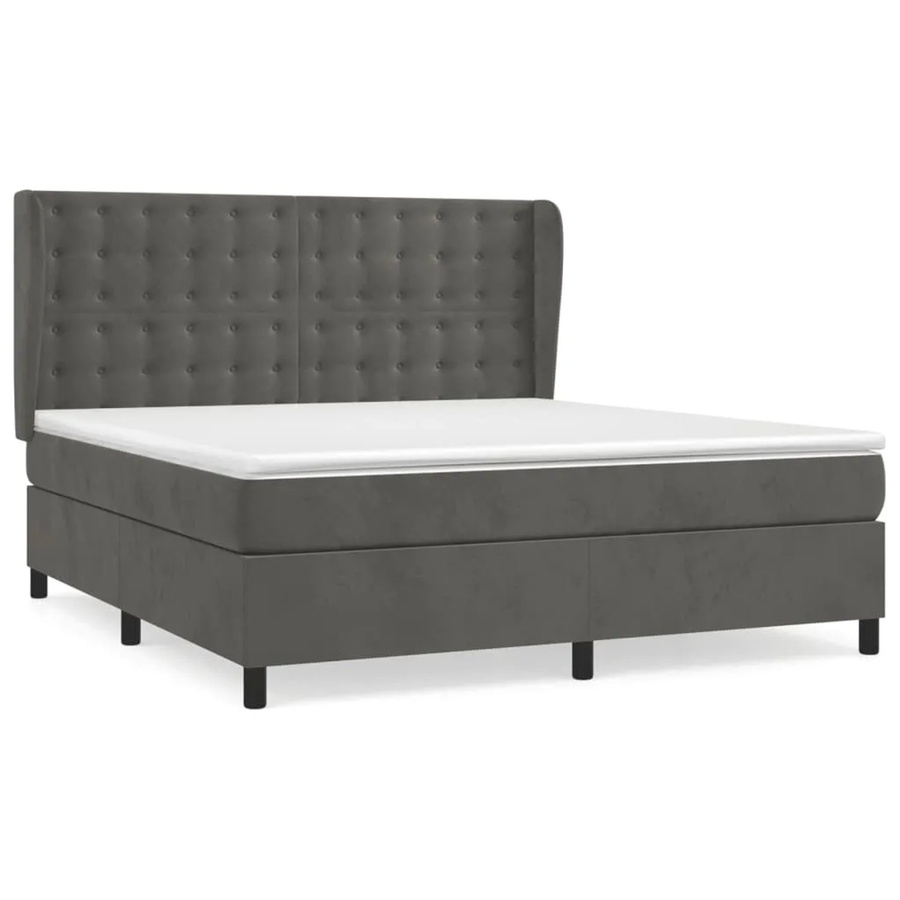 vidaXL Boxspringbett mit Matratze Dunkelgrau Samt B/T/H: 180 x 200 x 128 cm - Bild 2