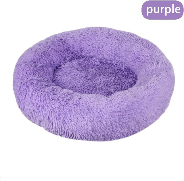 Flauschiges Haustierbett von Binchi Fitness, rundes Katzenbett und Hundebett aus Mikrofaser in Lila, Durchmesser: 40 cm - Bild 1