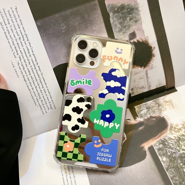 MUQGEW Puzzle Make-up Spiegel Handyhülle für iPhone 11 bis 16 Pro Max Multicolor - Bild 1