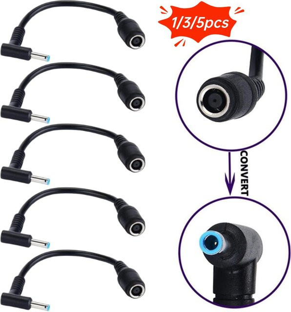 Stecker-Konverter-Adapter für HP und Dell mit 7,4 mm auf 4,5 mm Anschluss, Ersatz-Stromkabel mit Blue Tips in Blau und Schwarz - Bild 1