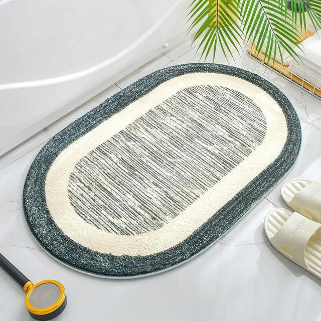 Rutschfeste und saugfähige Badezimmermatte von Yiran Furniture in Weiß mit floralem Design, B/B: 60 x 40 cm - Bild 1
