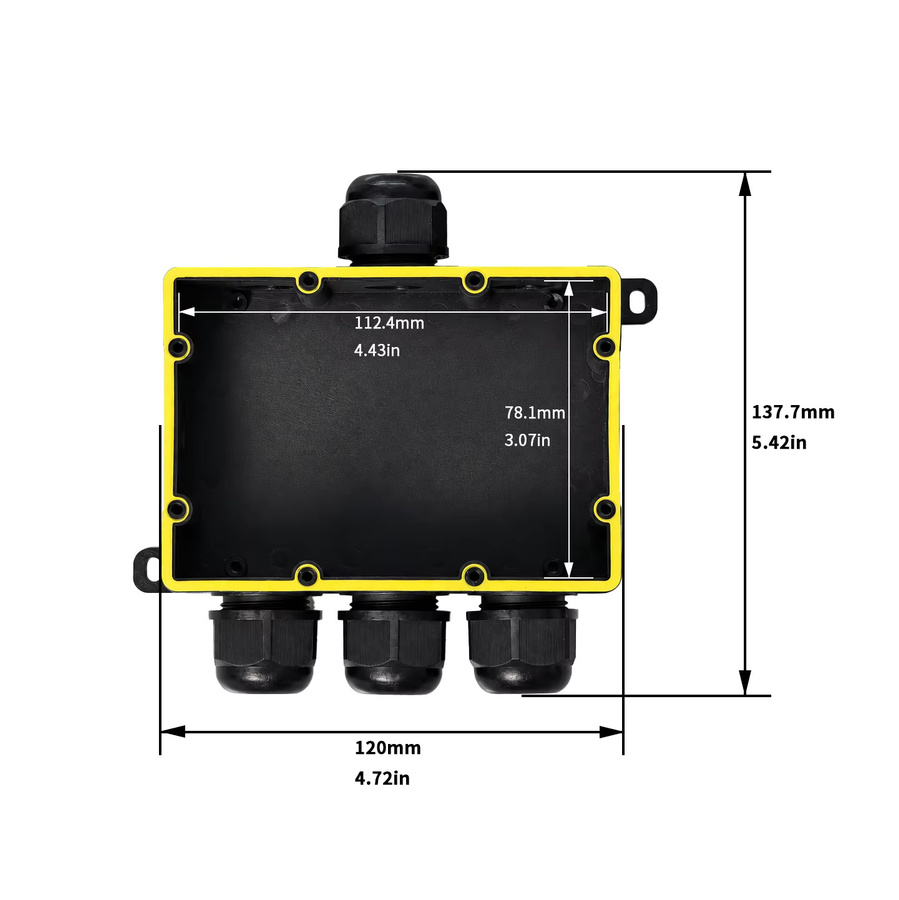 Wasserdichte elektrische Anschlussdose für den Außenbereich mit 2-8 Wegen und M25 Mehrfach-Kabelverschraubung, IP68 Schutzklasse, Farbe: Schwarz - Bild 2