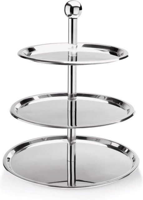 Etagere ich-zapfe 3-stufig rund aus Edelstahl in Silber - Bild 1