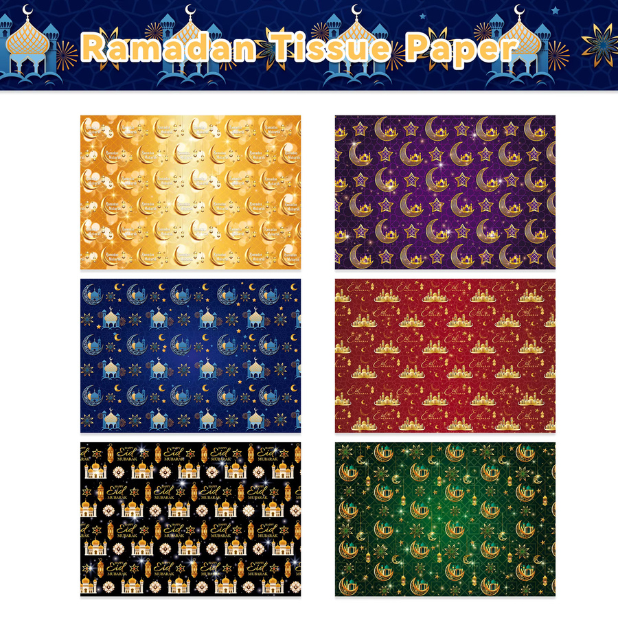 Goldenes Seidenpapier mit Schnebirnen-Motiv für Ramadan und Eid Mubarak Geschenkverpackungen - Bild 3