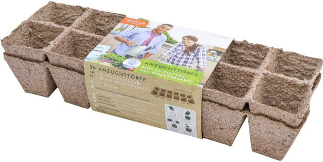 SIENA GARDEN Bio Anzuchttöpfe, 24er Set, braun - Bild 1
