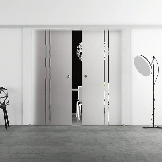 Levidor Doppelglasschiebetür Komplettset aus Aluminium und Glas in Silber oder Weiß, B/H: 102,5 x 205 cm - Bild 1