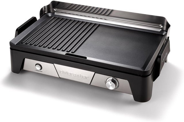 riviera&bar Plancha Grill Cook&Serve Tischgrill in Schwarz mit 2.200 Watt, Kochzone, Serve-Zone und einstellbarem Thermostat - Bild 1