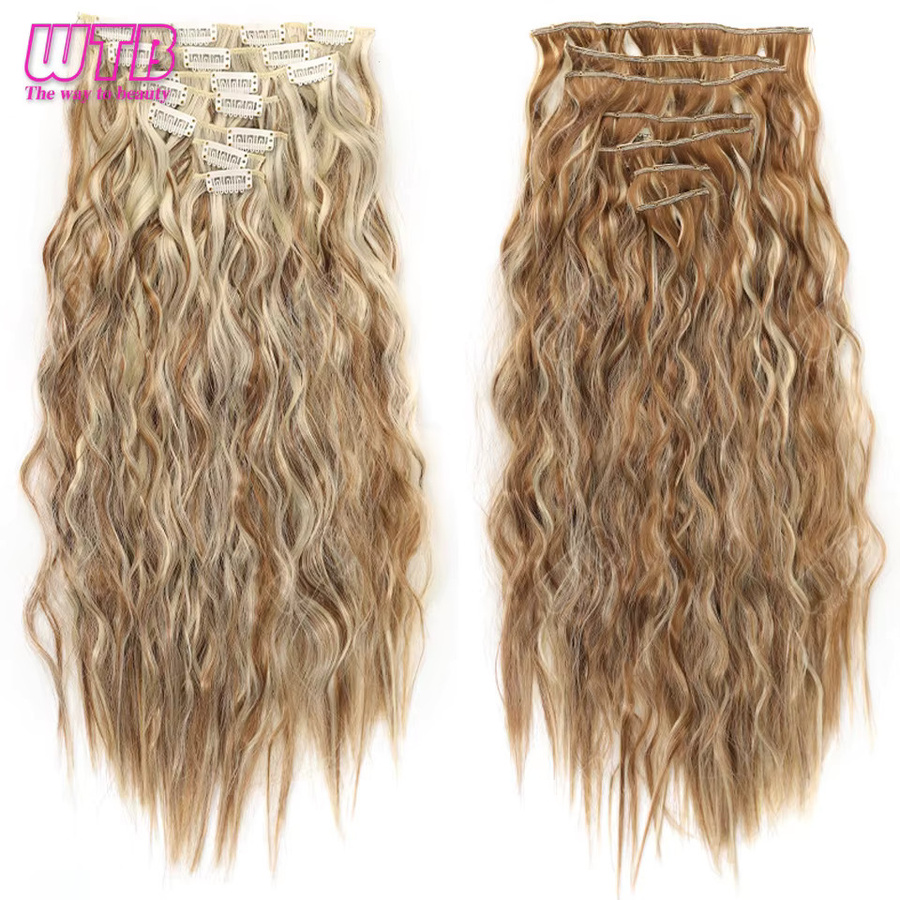 WTB Haarverlängerungen Clips-in, gewellt, blond-schwarz, Kunsthaar - Bild 3